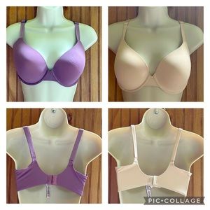 2 Victoria’s Secret, t-shirt lightly lined Demi bras, Purple & Nude